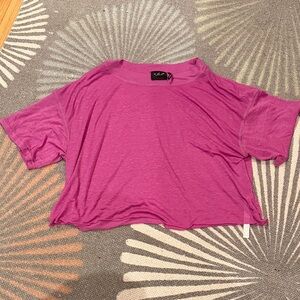 Urban Outfitters Cropped Tissue Weight Tee in Bright Fuchsia